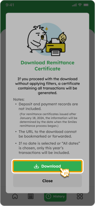 Smiles Guidelines - How to Download a Remittance Certificate - Step 3