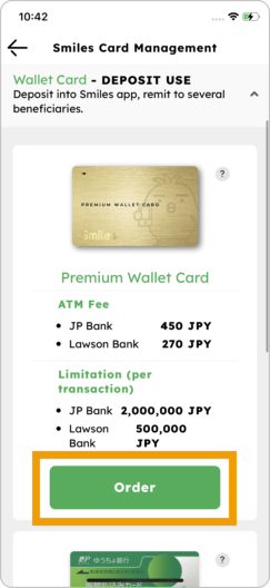 Select your preferred card and then tap “Order”