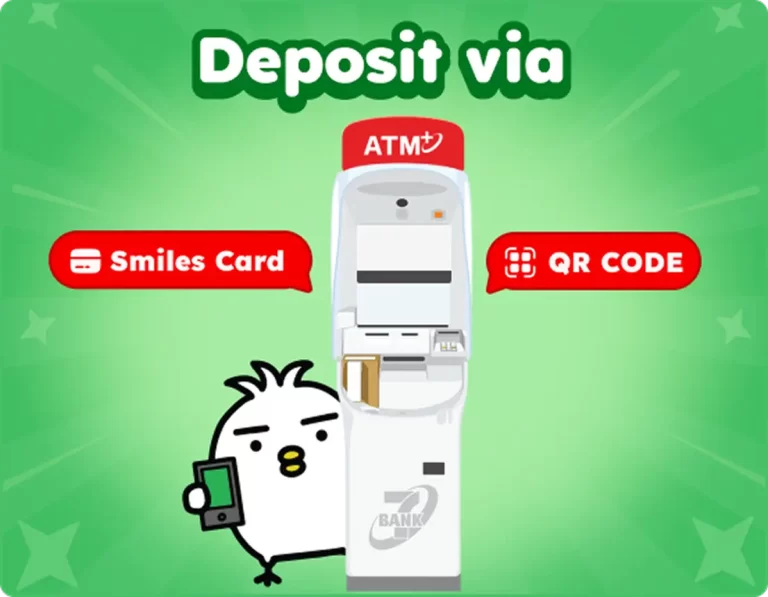 Deposit to smiles app with QR code at seven bank atm